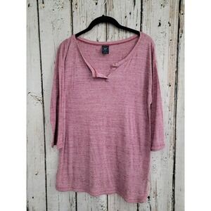 Women's Maternity Medium Gap 3/4 Sleeve Notch Neck‎ Baseball Tee T-Shirt blouse